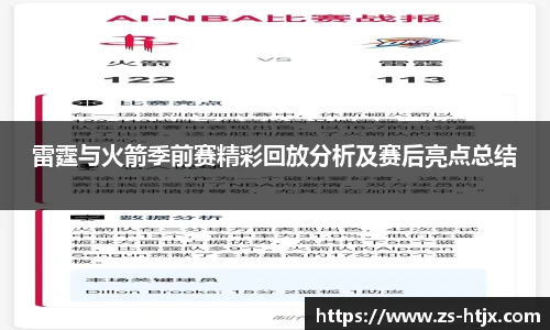 雷霆与火箭季前赛精彩回放分析及赛后亮点总结