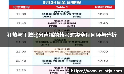 狂热与王牌比分直播的精彩对决全程回顾与分析